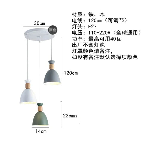 LED Wooden Steel Suspension Luminaire Simple Stylish Art Lamps