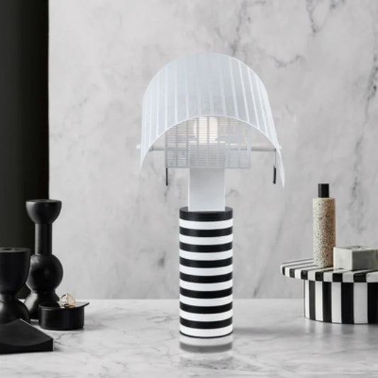 Black and White Korea Striped Creative Bedroom Bedside Table Lamps
