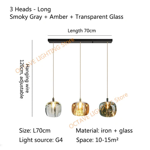 Nordic Minimalist LED Pendant Light Bedroom Bedside Glass Art Hanging