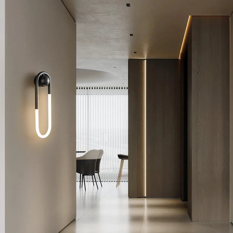 Modern Minimalist Ellipse Indoor Wall Lamp Long Gold Black Copper 3