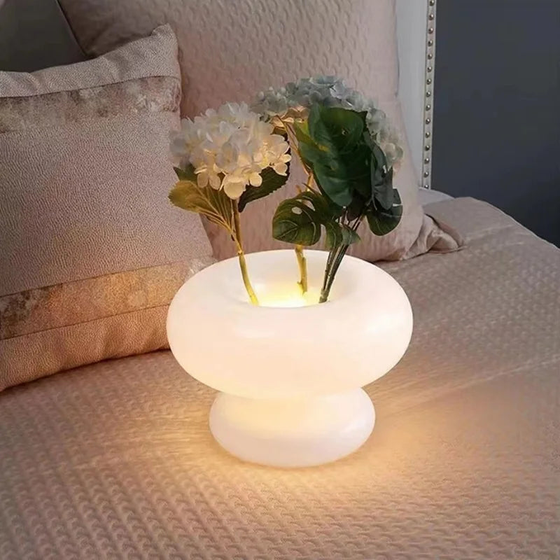 White Circle Glass Table Lamps Bedroom Corridor Lighting Beside