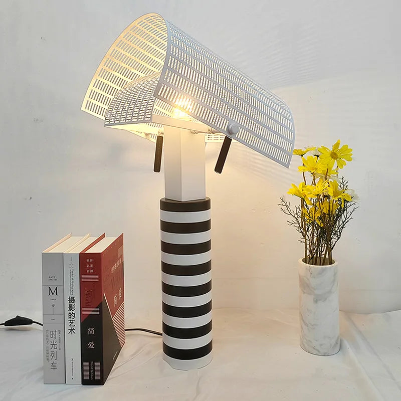 Designer Shogun Table Lamp Modern Stripe Grid Desk Light Bedroom