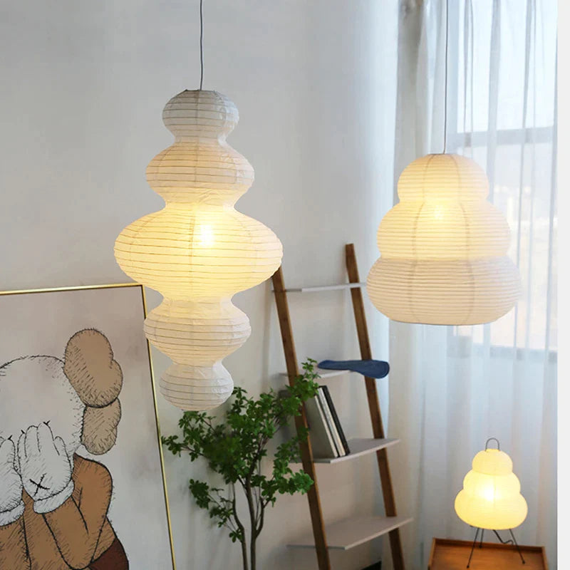 Nordic Wind Rice Paper Led Pendant Lights Living Room
