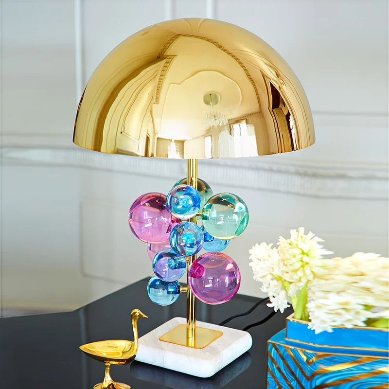 Crystal Table Lamp Nordic Gold Ball Marble Mushroom lamp for bedroom