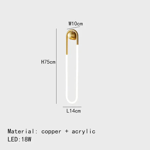 Modern Minimalist Ellipse Indoor Wall Lamp Long Gold Black Copper 3