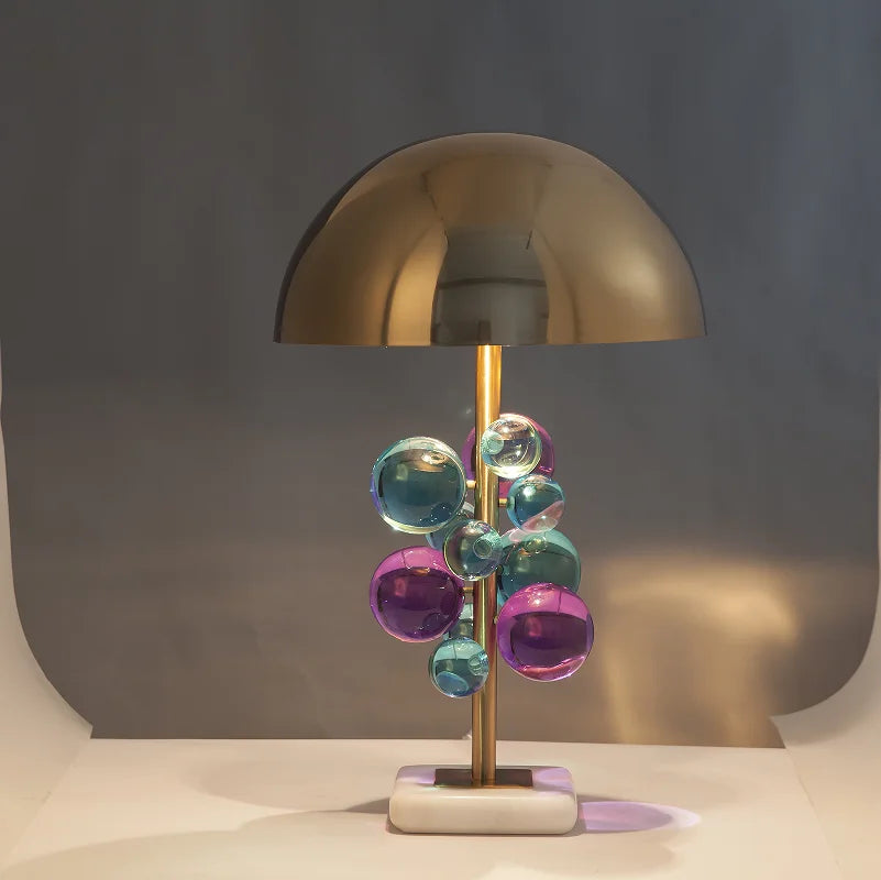 Creative Colorful Glass Ball Table Lamp Three-color Remote Control
