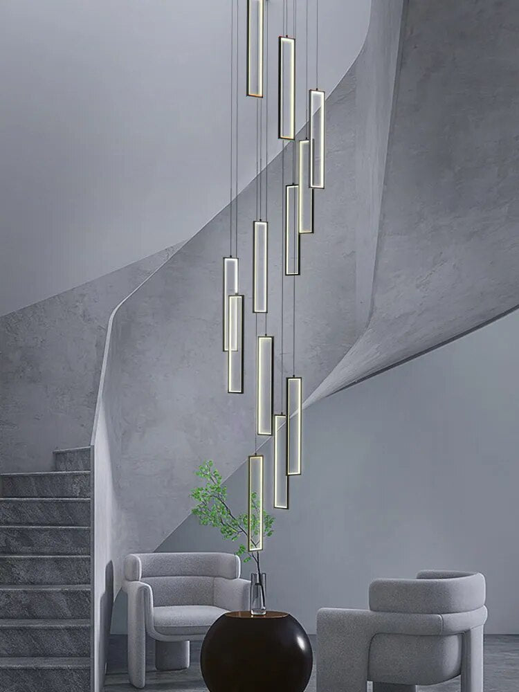 Minimalist Staircase Chandeliers Modern Lighting Fixtures in Loft