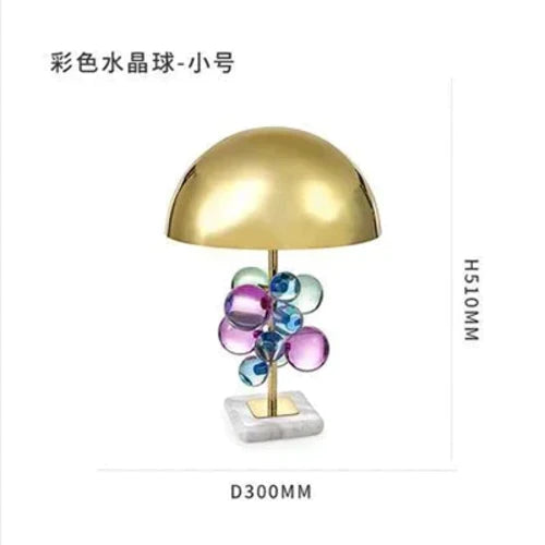 Crystal Table Lamp Nordic Gold Ball Marble Mushroom lamp for bedroom