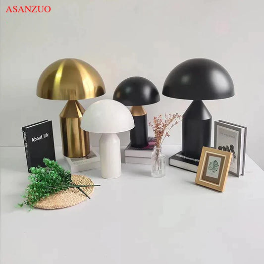 Black White Gold table Lamp Creative mushroom Table Lamp for Bedroom