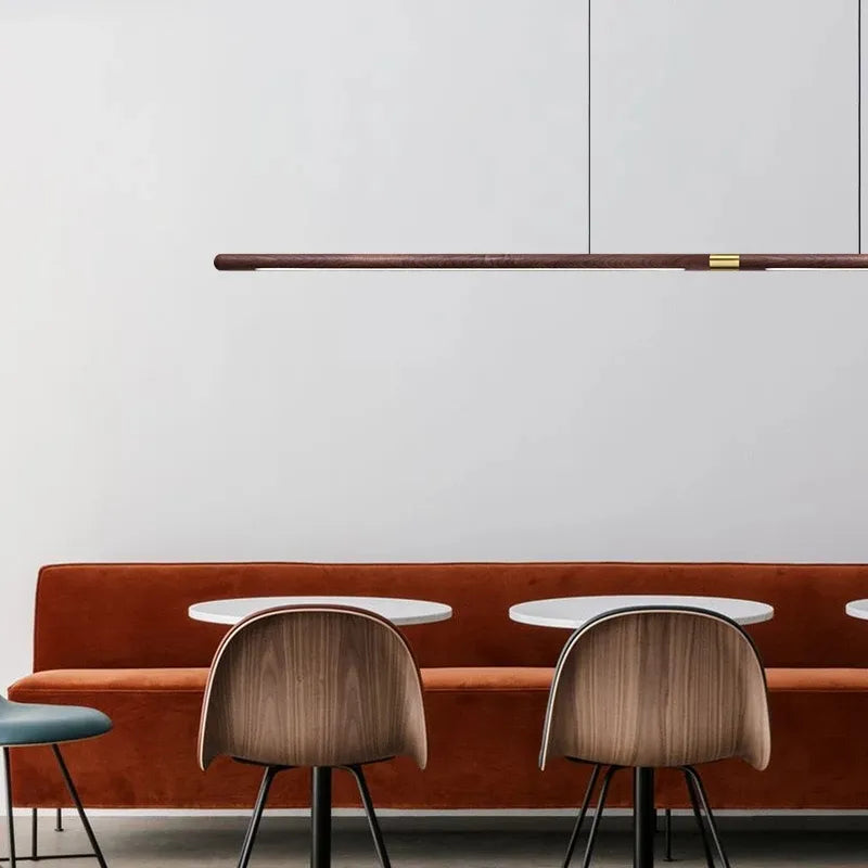 2.2m Long Wood Pendant Lights Bar Oval Led Strip Ceiling Lamp Simpl