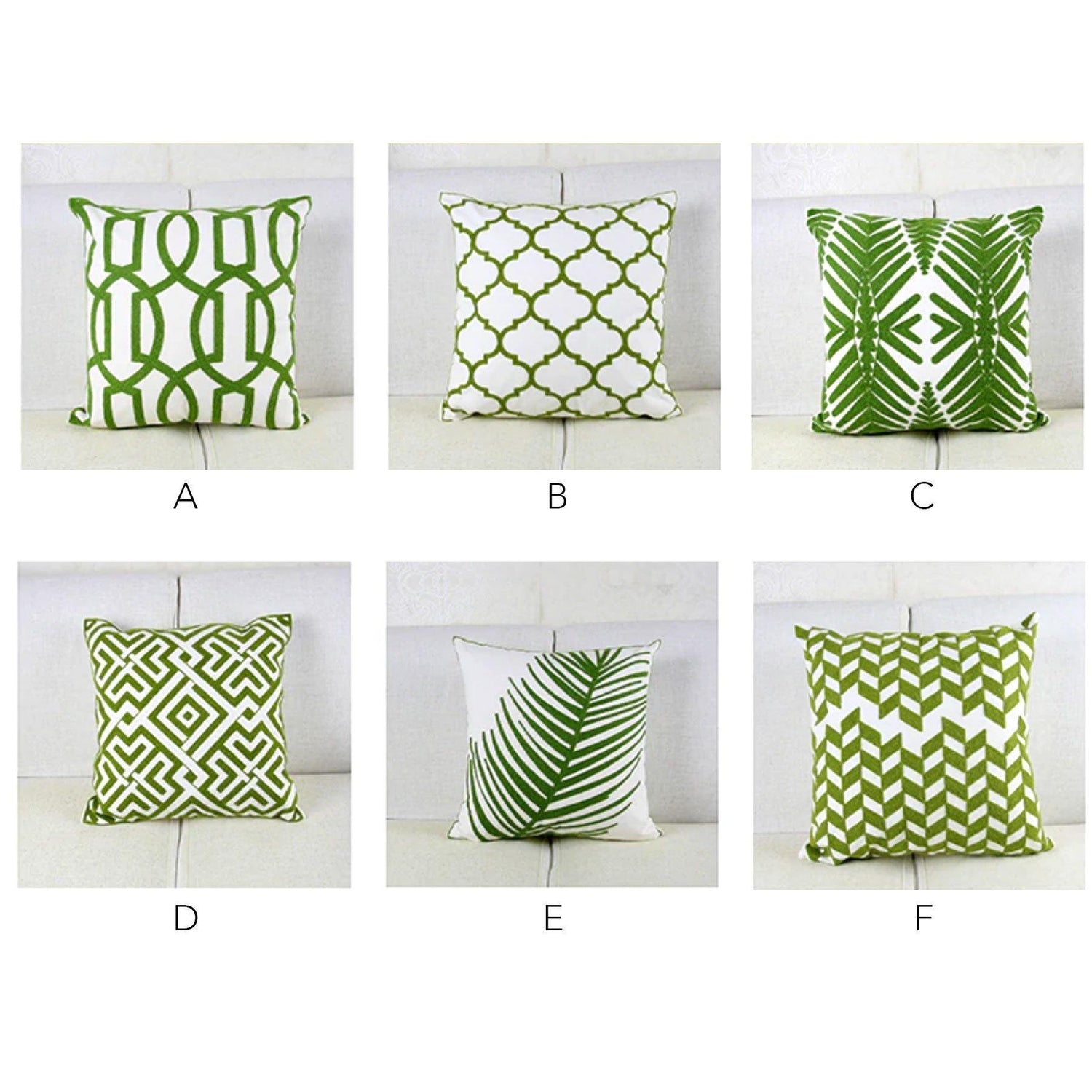 Green Leaf Embroidery Cushion Cover - Nordic Side - 