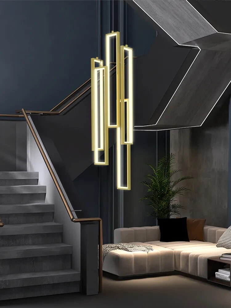 Minimalist Staircase Chandeliers Modern Lighting Fixtures in Loft
