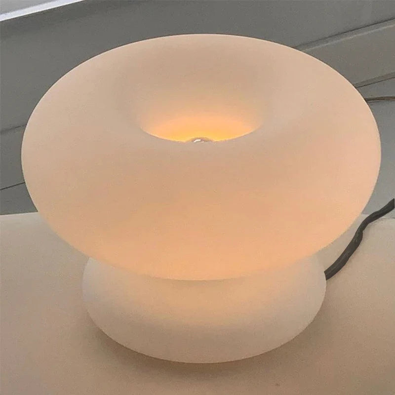 White Circle Glass Table Lamps Bedroom Corridor Lighting Beside
