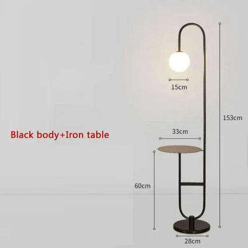 Minimalist Glass Side Table LED Floor Lamp for Nordic Living Dining