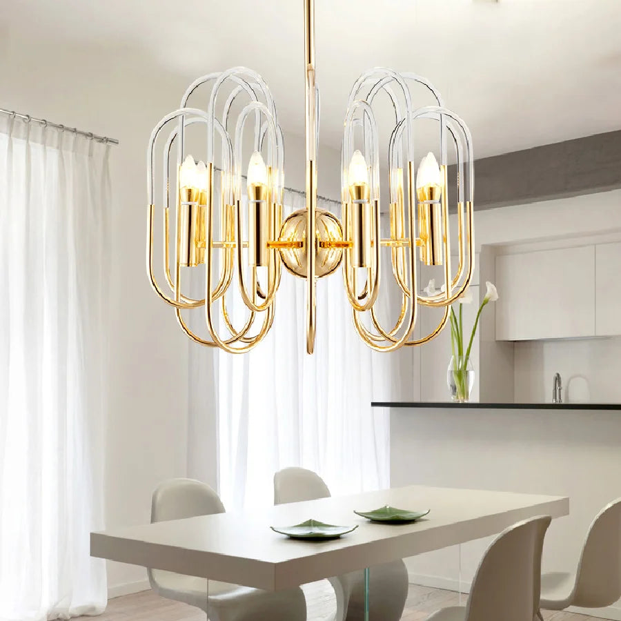 Postmodern Golden LED chandelier lighting Iron luxury hanging lamp