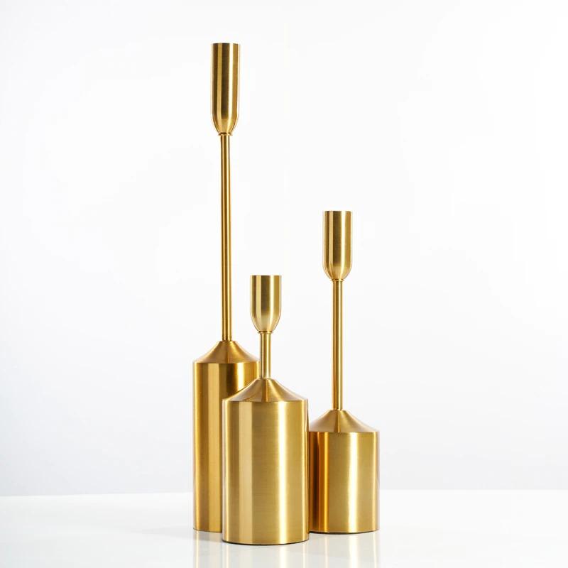 Trindale Golden Metal Candlestick Set