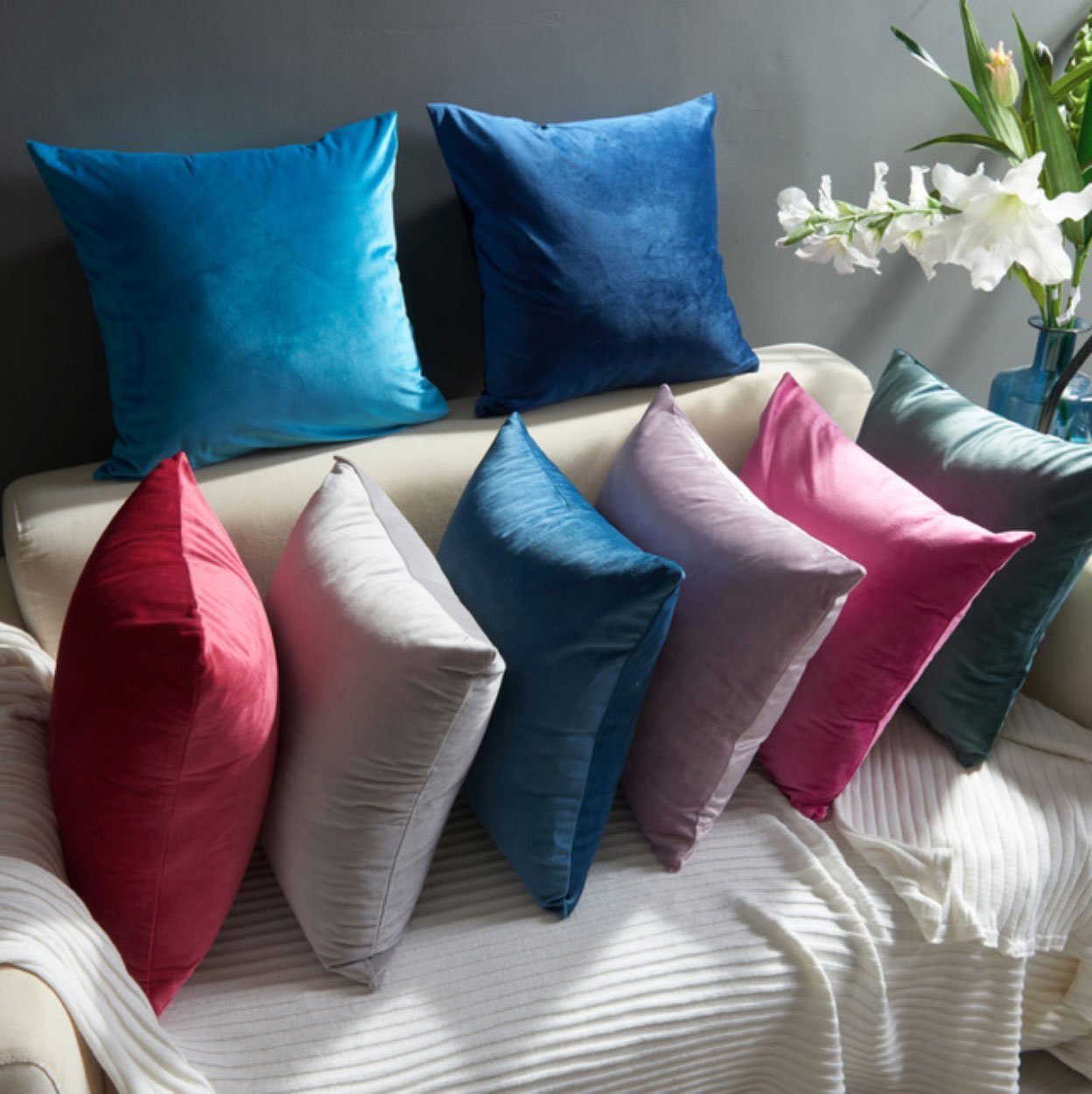 Square Velvet Cushion Cover - Nordic Side - 