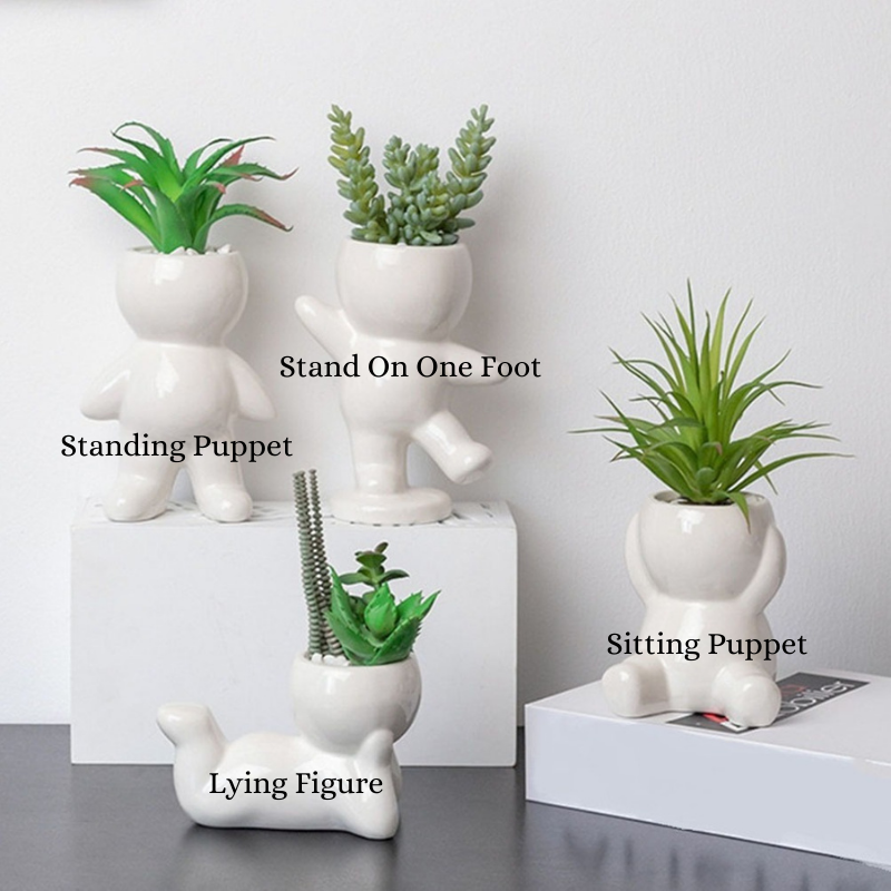 HomeQuill™ Ceramic Human Succulent Pot - Nordic Side - 