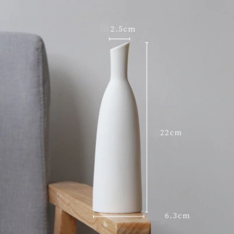 HomeQuill™ Minimalistic White Ceramic Vase - Nordic Side - 