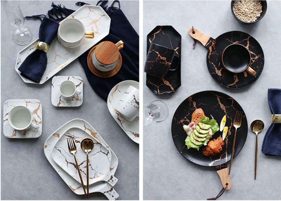 Various Gold Marble Ceramics - Nordic Side - 