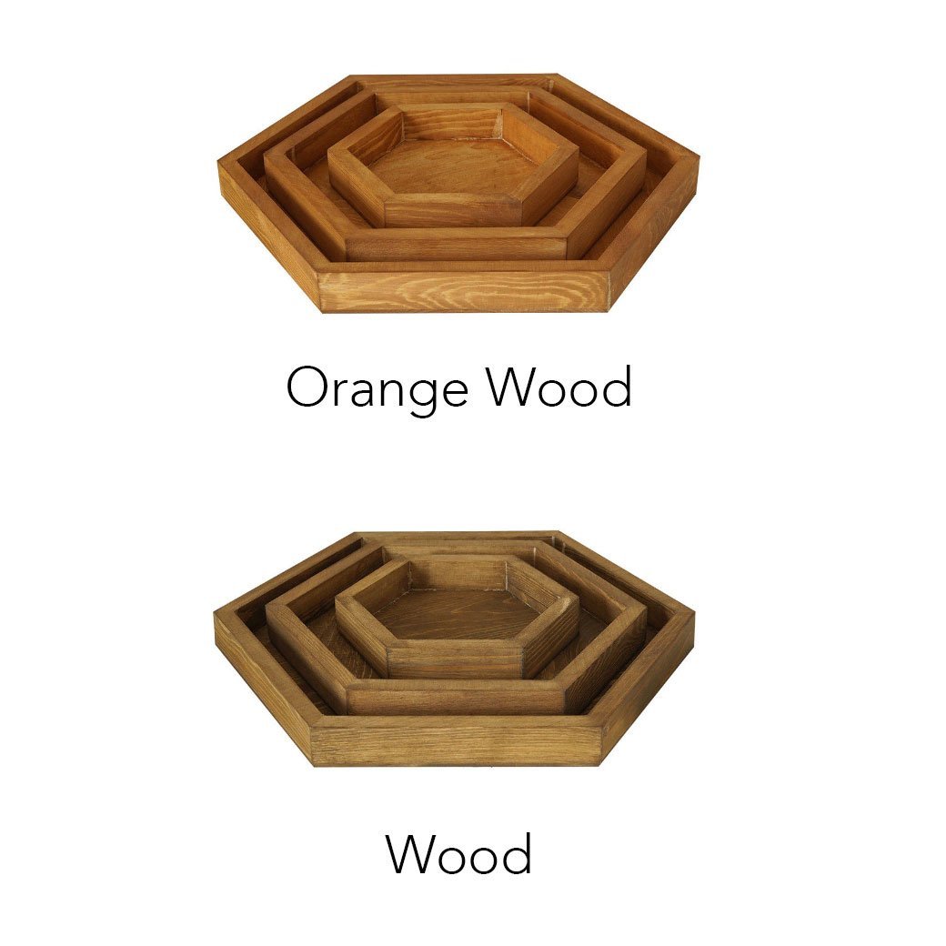 Wood Hexagonal Tray - Nordic Side - 