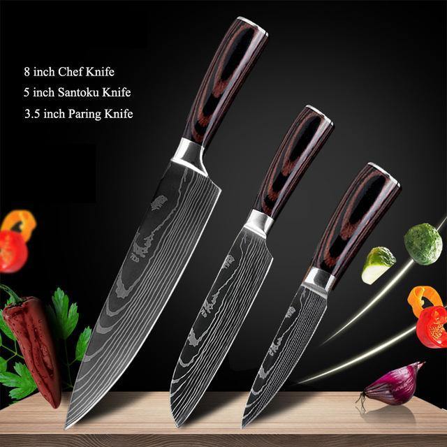 Japanese Chef Knife Set - Stainless Steel Blades - Nordic Side - chef knife, chef knife set, damascus knife, japanese knife, kitchen, kitchen knife set, kitchen knives, knife set, stainless s