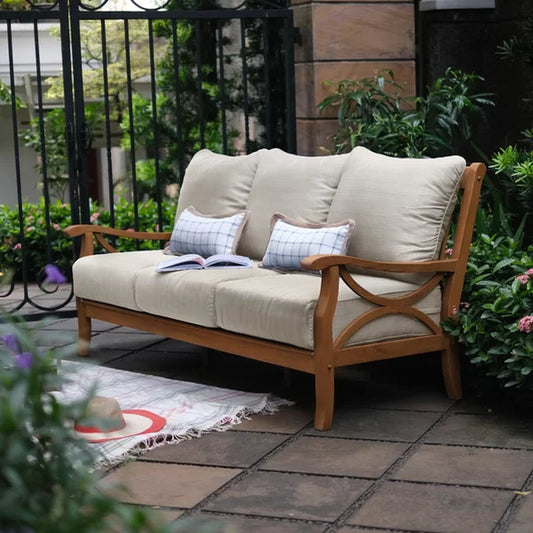 Brunswick 75.5'' Wide Outdoor Teak Patio Sofa with Cushions