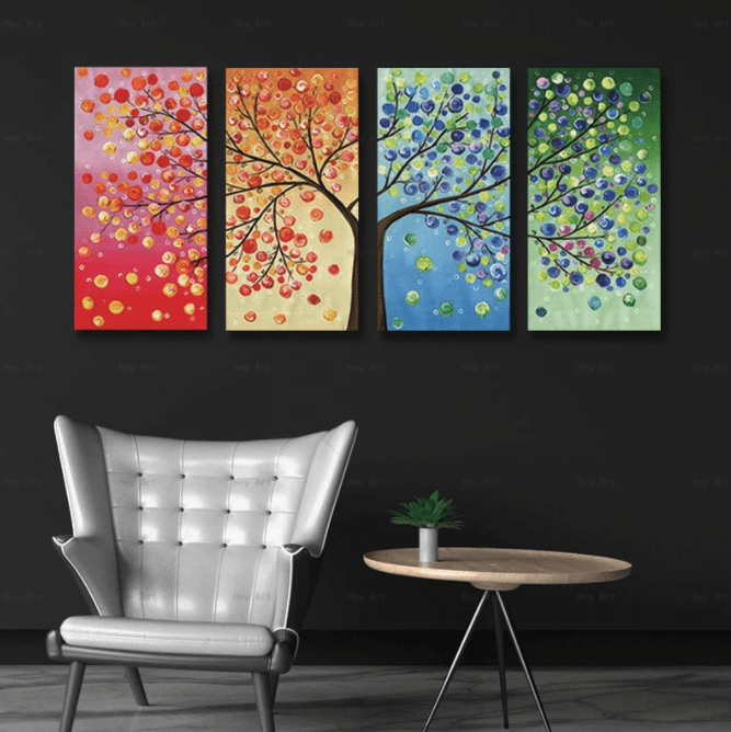 Tree of Life Stretched Canvas - Nordic Side - 4 Piece, Acrylic Image, canvas art, Canvas Image, spo-enabled