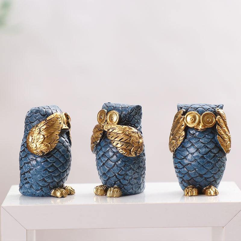 Miniature Owl Figurines - Nordic Side - figurine, owl