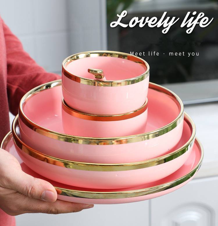 Pink Elegant Pink Ceramic Tableware Set