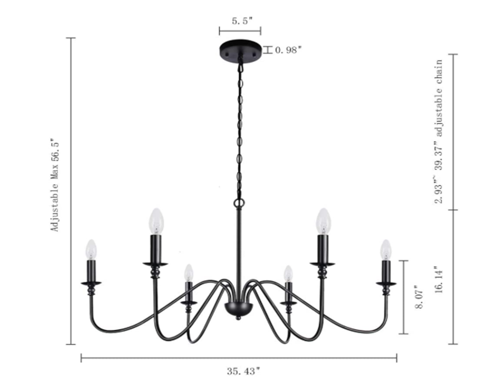 Bonny Farmhouse 6 light Classic Chandelier - Nordic Side - 