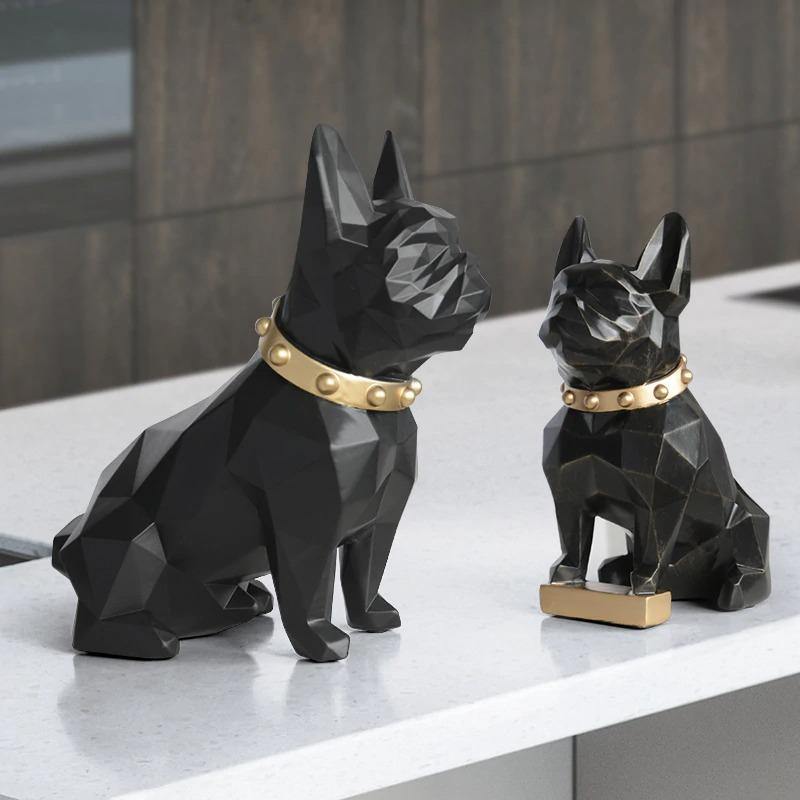 HomeQuill™ Geometric French Bulldog Tabletop Statue - Nordic Side - 