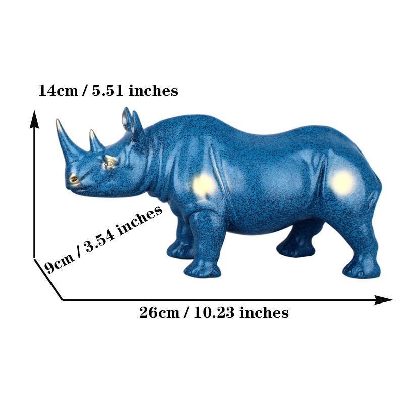 Cerulean Rhino Figurine - Nordic Side - cerulean, figurine, rhino