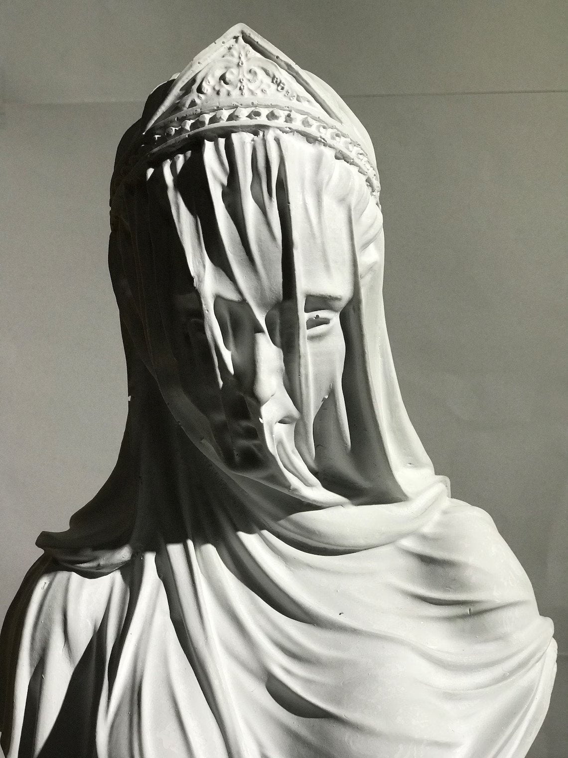 Veiled Lady in White Sculpture