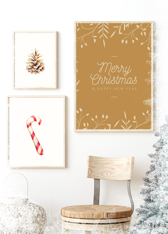 Merry Christmas Gold Print - Nordic Side - 