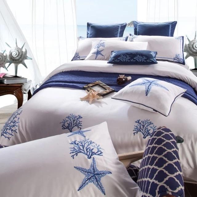 Blue Coral Duvet Cover Set (Egyptian Cotton)