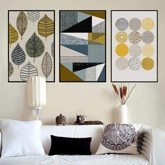 Patterns en Leaf  Stretched Canvas - Nordic Side - 3 piece, Acrylic Image, canvas art, Canvas Image, spo-enabled