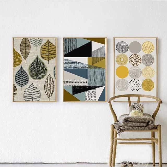 Patterns en Leaf  Stretched Canvas - Nordic Side - 3 piece, Acrylic Image, canvas art, Canvas Image, spo-enabled