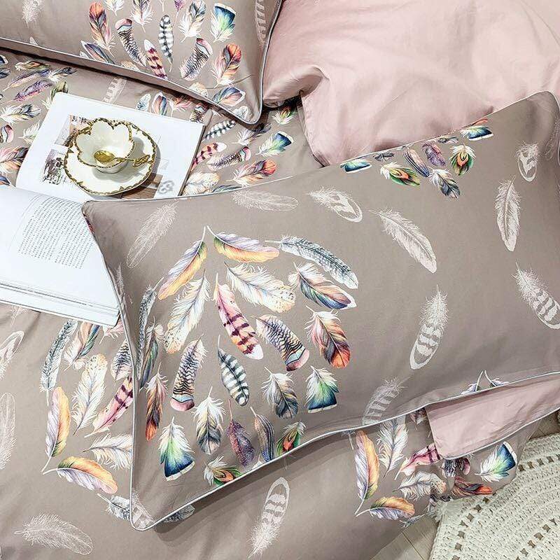 Feather Silk Duvet Cover Set - Nordic Side - bed, spo-disabled