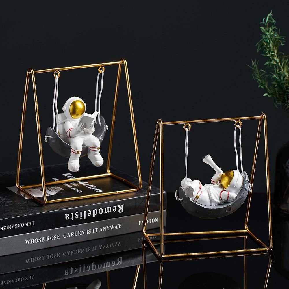 HomeQuill™ Mini Astronaut on a Swing Figurine - Nordic Side - 