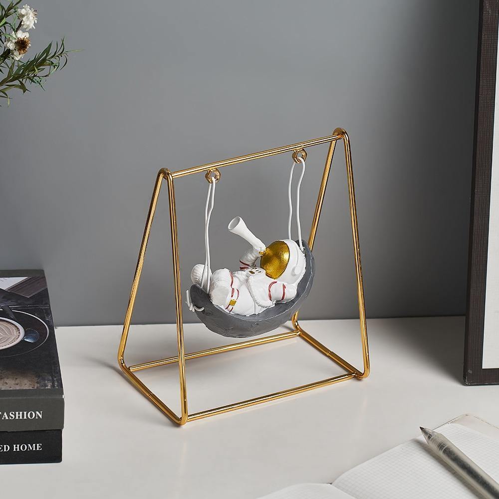 HomeQuill™ Mini Astronaut on a Swing Figurine - Nordic Side - 