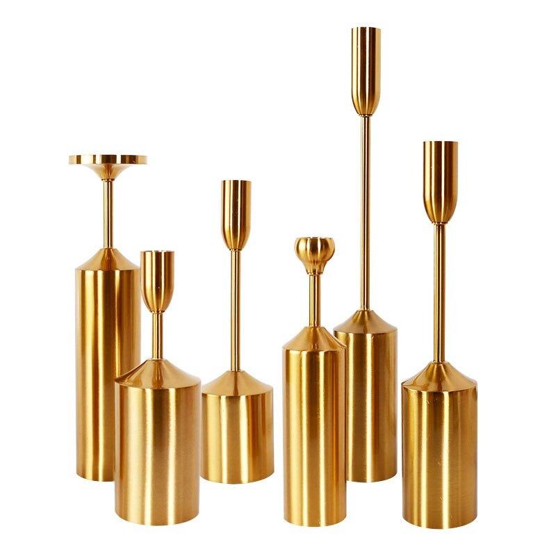 Trindale Golden Metal Candlestick Set