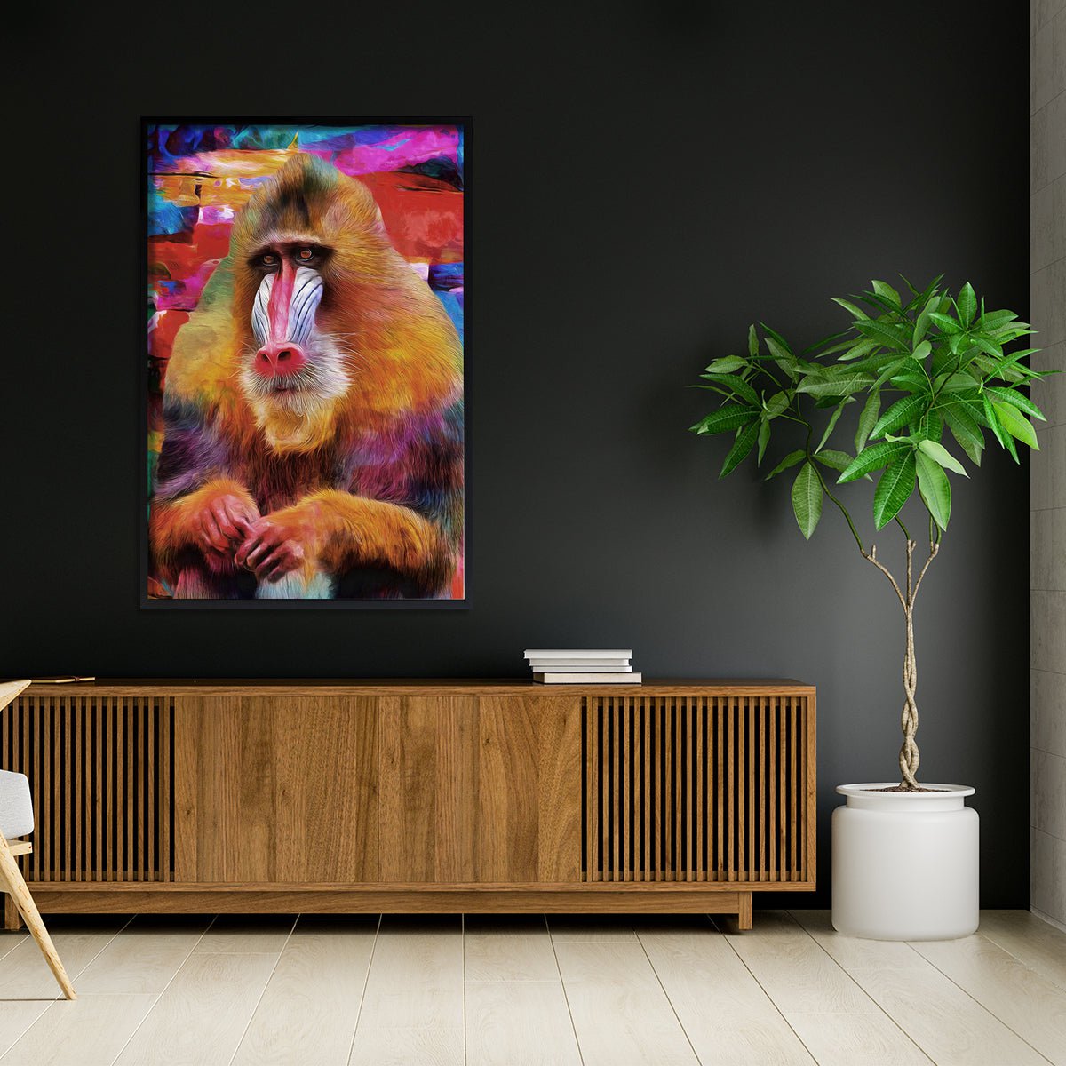 Mandrill Abstract Art Stretched Canvas