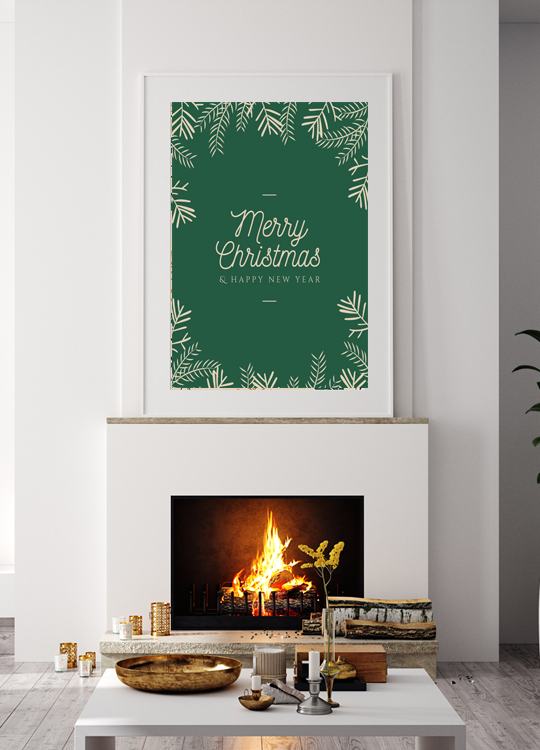 Merry Christmas Green Print - Nordic Side - 