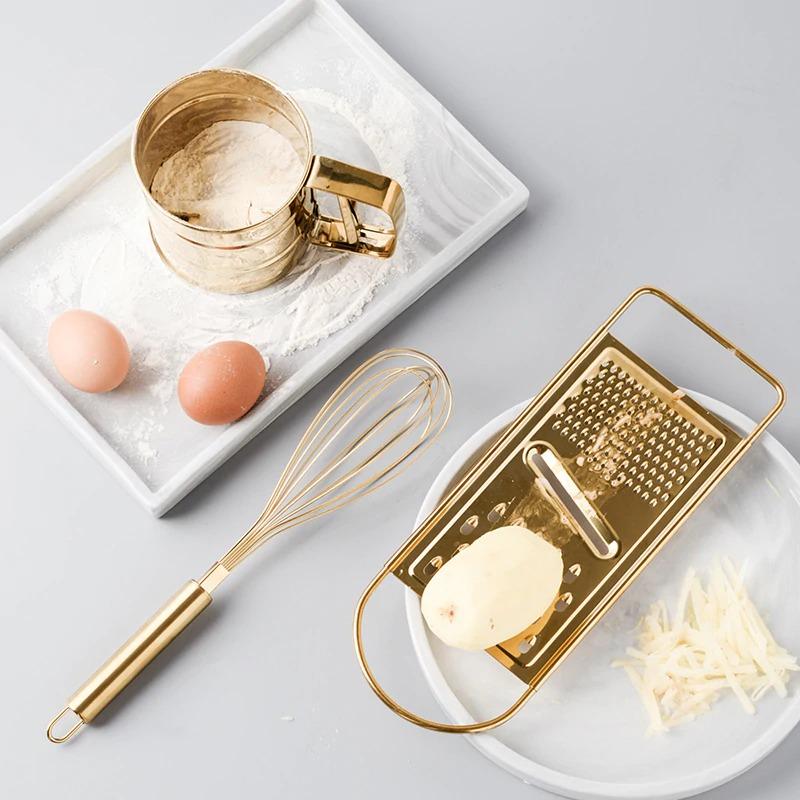 Golden Elegant Stainless Steel Egg Beater