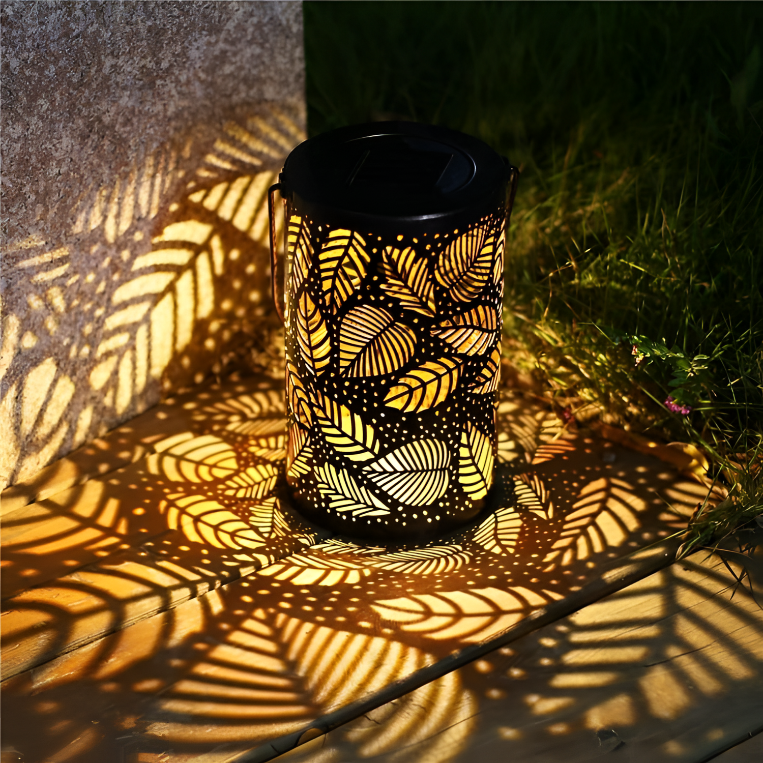 Mateo Leaf Pattern Solar Lantern | Outdoor Lighting | NordicAbode.com