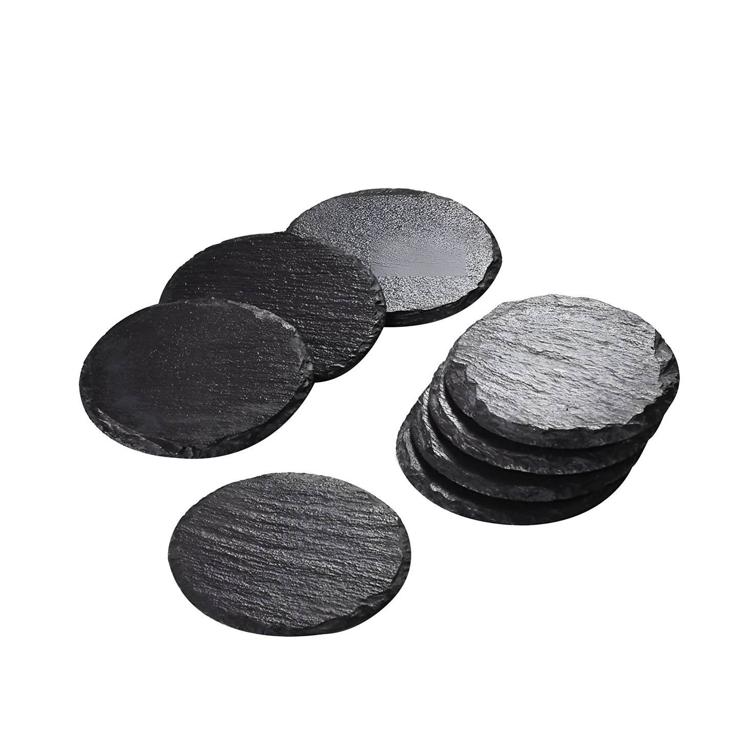 8-Piece 4 Natural Slate Round Coasters | Coasters | NordicAbode.com