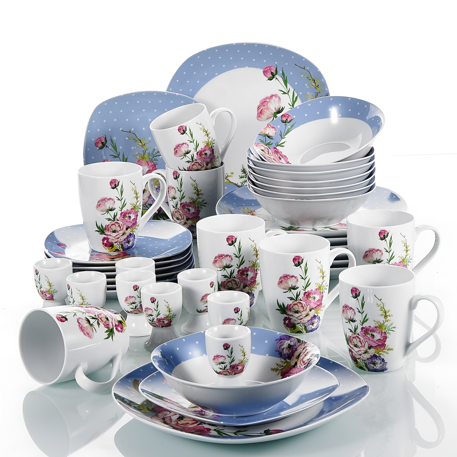 Hannah 40-Piece Porcelain Flower Dinner Set | Dinnerware | NordicAbode.com