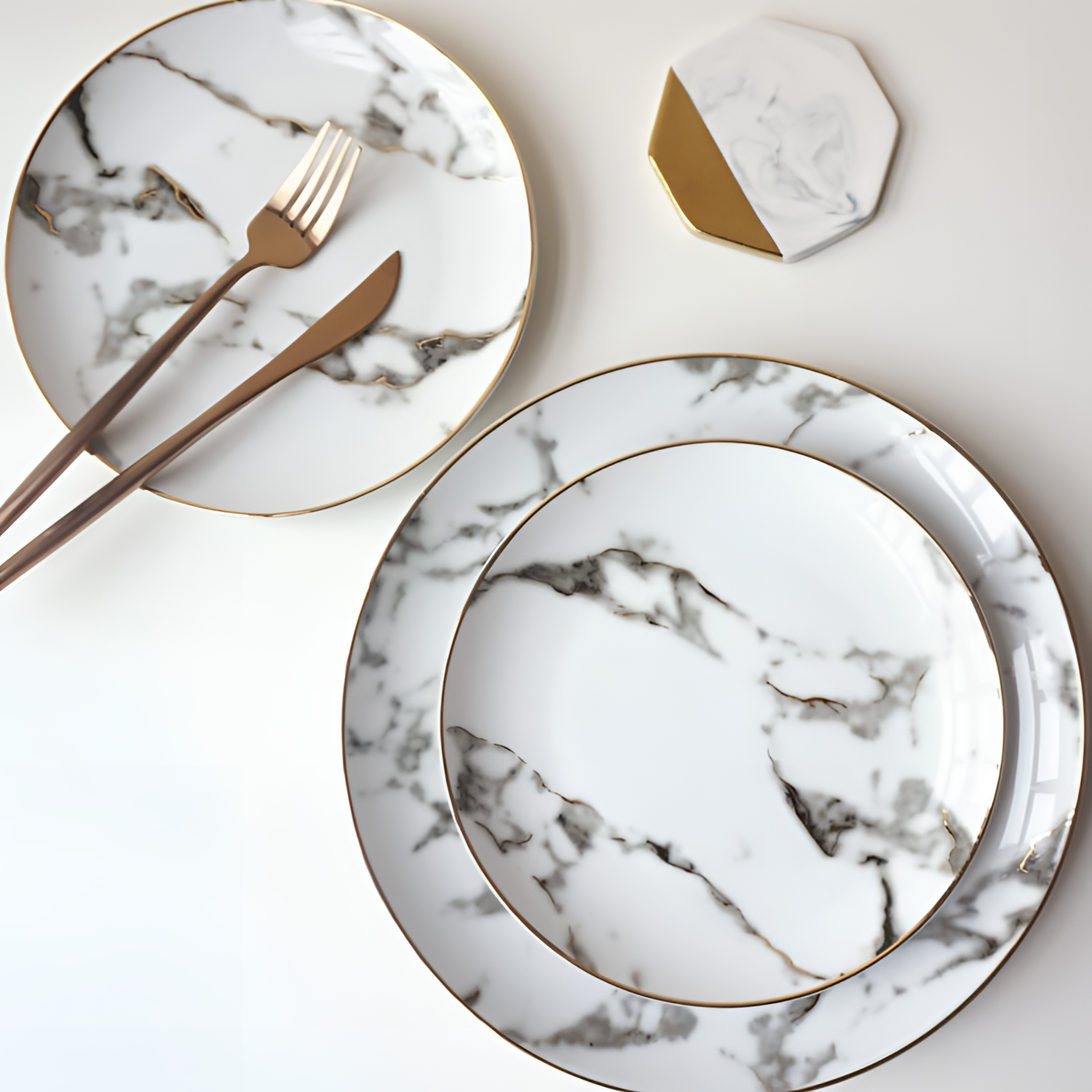 8+10Inch Marble Plate Set - 8+10 inch | Dining | NordicAbode.com