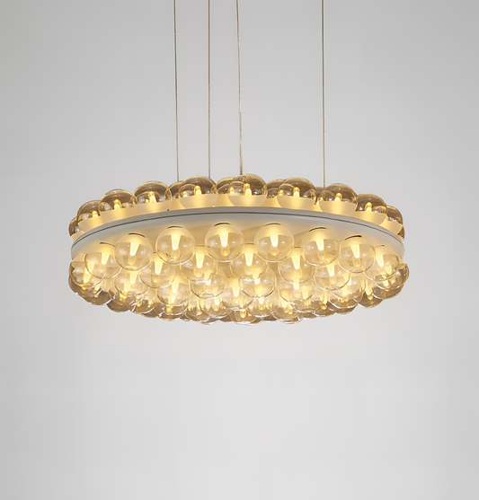 Mara Hollywood Chandelier - Clear Glass & White Metal | Lighting | NordicAbode.com